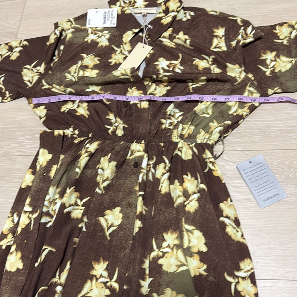 MELLODAY Brown Floral Collared Button Down Midi Dress NEW - Picture 5 of 8
